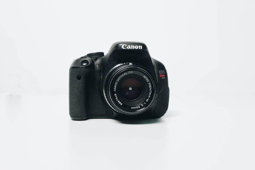 DSLR camera with lens