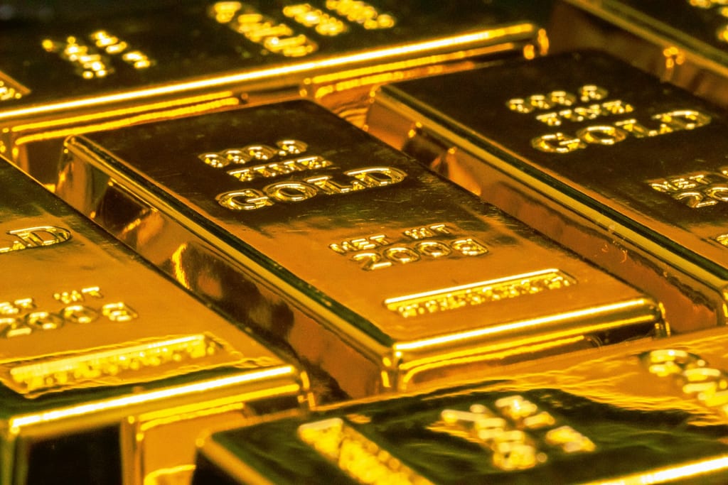 Stack of gold bullion bars